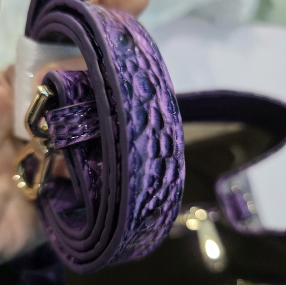 New Brahmin Elegant Purple Crocodile-Embossed Satchel - Picture 6 of 7